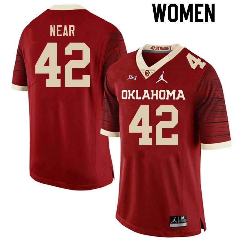 Women #42 Konnor Near Oklahoma Sooners College Football Jerseys Stitched Sale-Retro